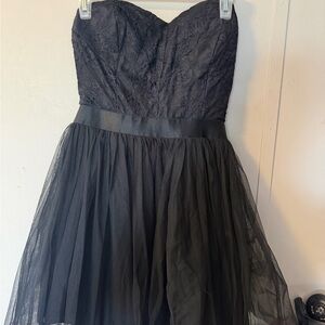 bebe Black Lace Bodice Dress with Gold Zip Accent